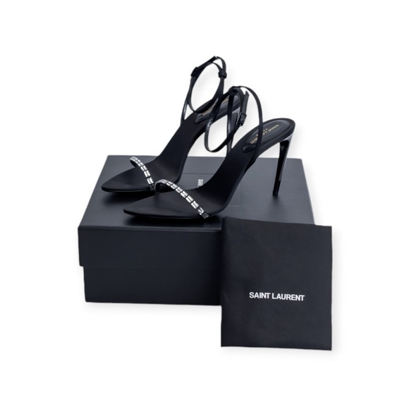 BN Saint Laurent Gloria Sandals in Crepe Satin - Size:‎ US 9; UK 6; EU 39